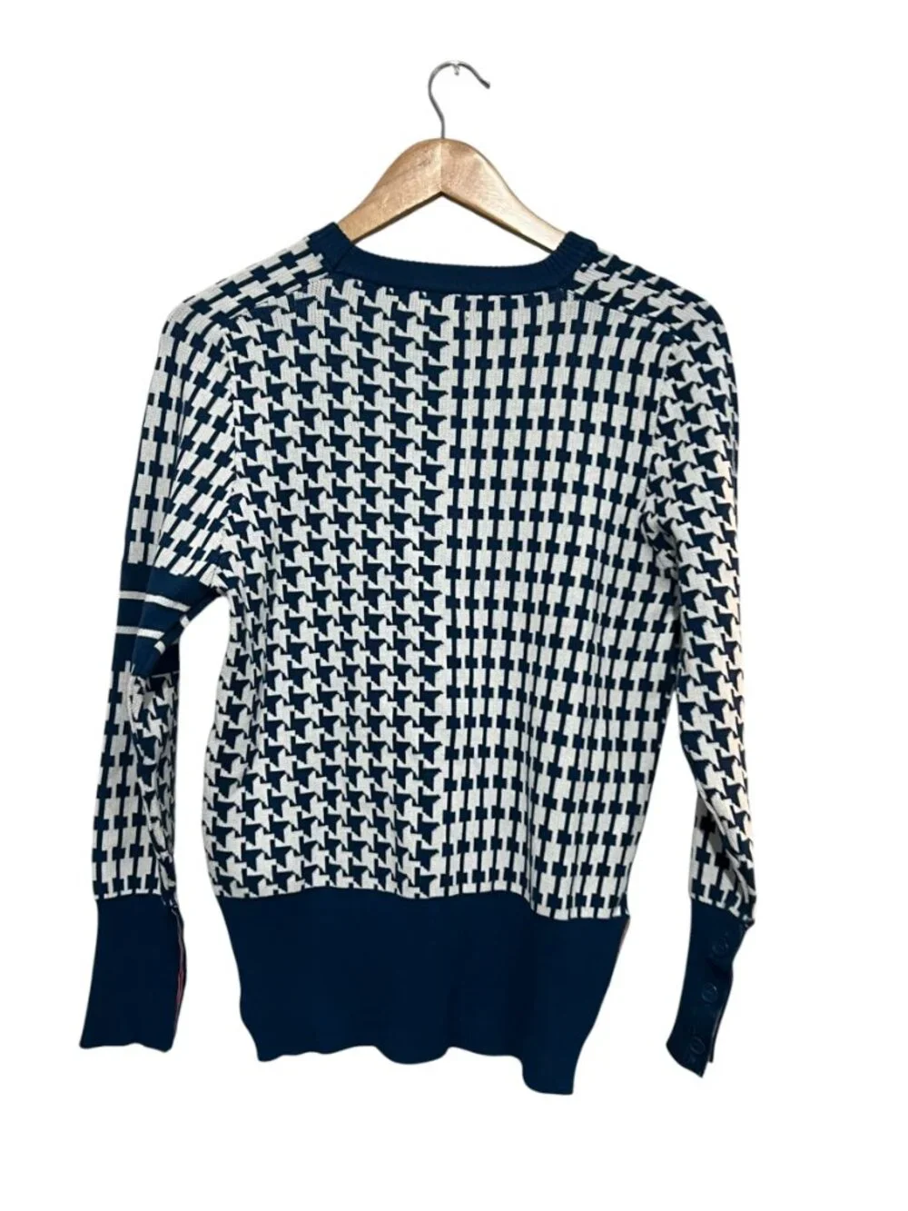 N By Nancy Sweater Small Blue Houndstooth Pullover